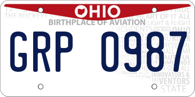 OH license plate GRP0987