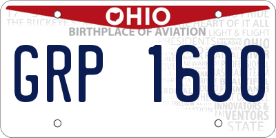 OH license plate GRP1600