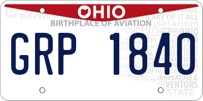 OH license plate GRP1840