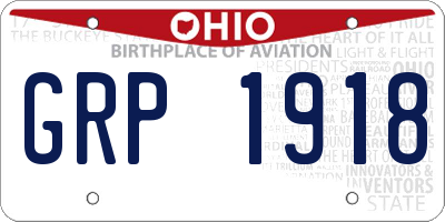 OH license plate GRP1918