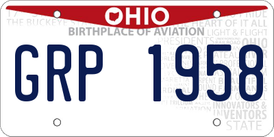 OH license plate GRP1958