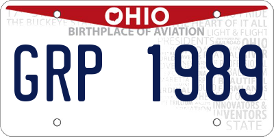 OH license plate GRP1989