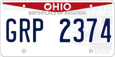 OH license plate GRP2374