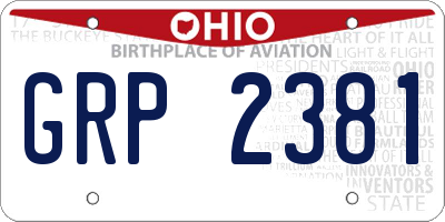 OH license plate GRP2381