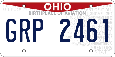 OH license plate GRP2461