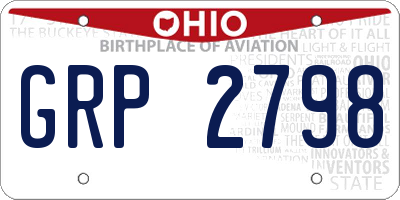 OH license plate GRP2798