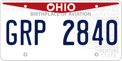 OH license plate GRP2840