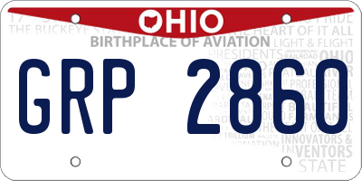 OH license plate GRP2860