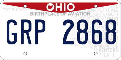 OH license plate GRP2868