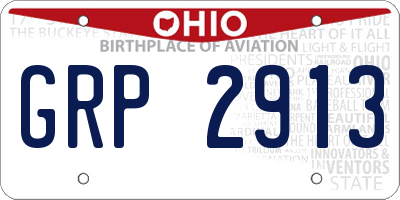 OH license plate GRP2913