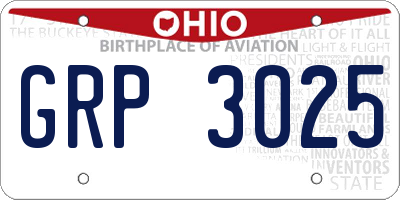 OH license plate GRP3025