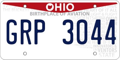 OH license plate GRP3044