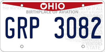 OH license plate GRP3082