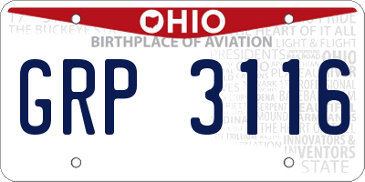 OH license plate GRP3116