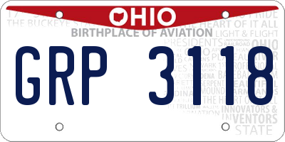 OH license plate GRP3118