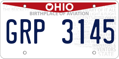 OH license plate GRP3145