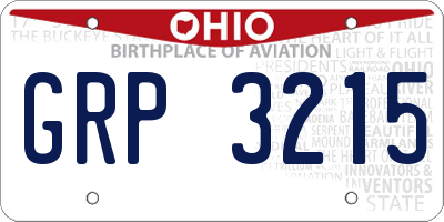 OH license plate GRP3215