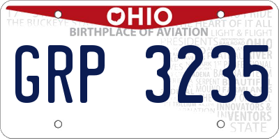 OH license plate GRP3235