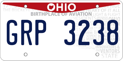 OH license plate GRP3238