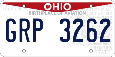 OH license plate GRP3262