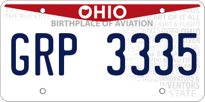 OH license plate GRP3335