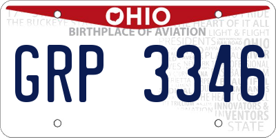 OH license plate GRP3346