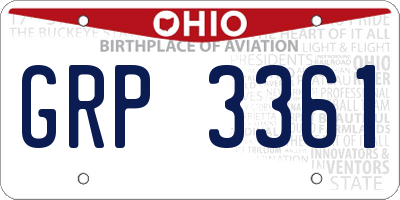 OH license plate GRP3361