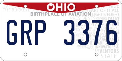 OH license plate GRP3376