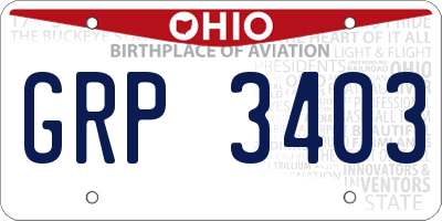 OH license plate GRP3403