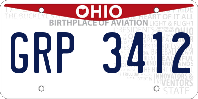OH license plate GRP3412