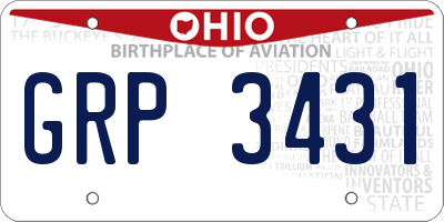 OH license plate GRP3431