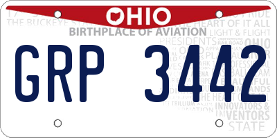 OH license plate GRP3442