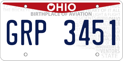 OH license plate GRP3451