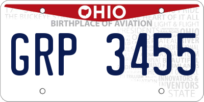 OH license plate GRP3455