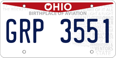 OH license plate GRP3551