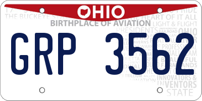 OH license plate GRP3562