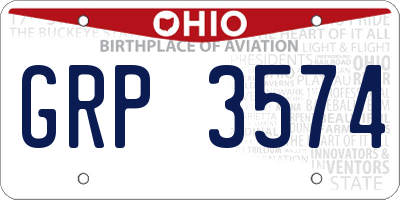 OH license plate GRP3574