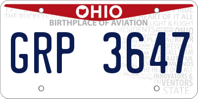 OH license plate GRP3647