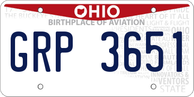 OH license plate GRP3651