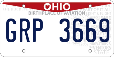 OH license plate GRP3669