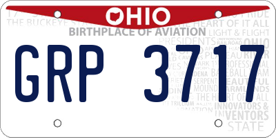 OH license plate GRP3717