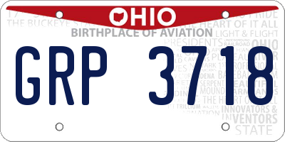 OH license plate GRP3718