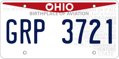 OH license plate GRP3721