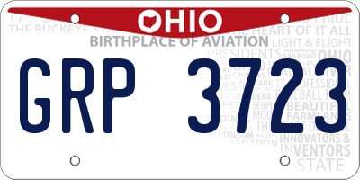 OH license plate GRP3723
