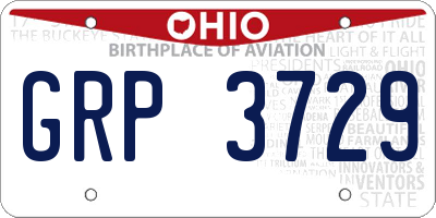 OH license plate GRP3729