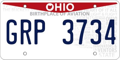 OH license plate GRP3734