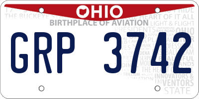 OH license plate GRP3742