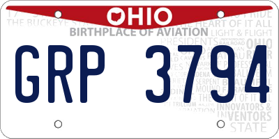 OH license plate GRP3794