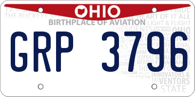 OH license plate GRP3796