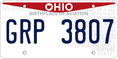 OH license plate GRP3807